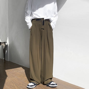 Wiaofellas Drape Loose Suit Pants Men's New Oversize High Street Temperament Commuter All-match Casual Trousers Wide-leg Straight Pants